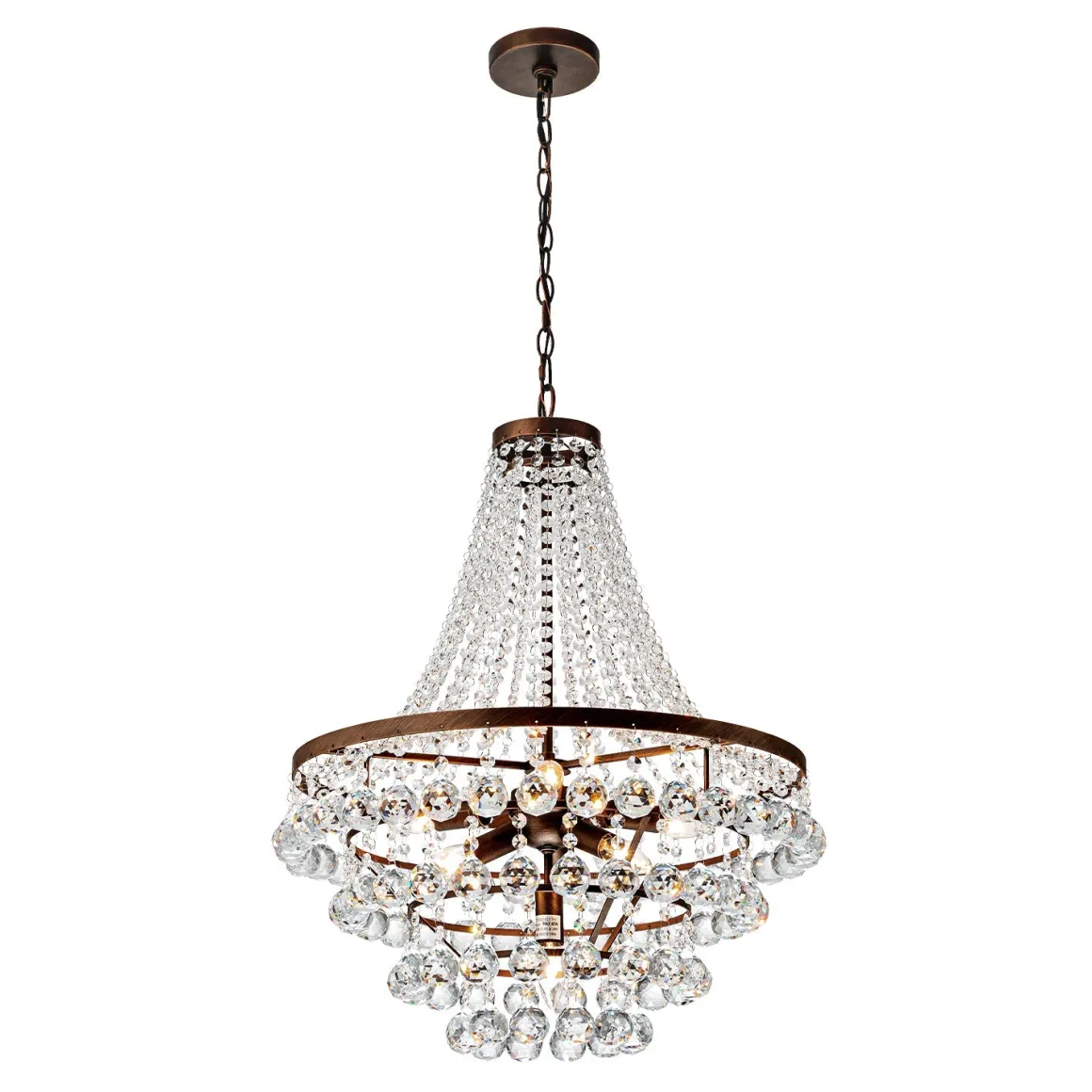 Vintage Luxury Antique Bronze Crystal Empire Chandelier