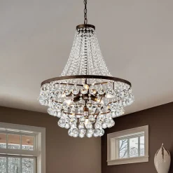 Vintage Luxury Antique Bronze Crystal Empire Chandelier
