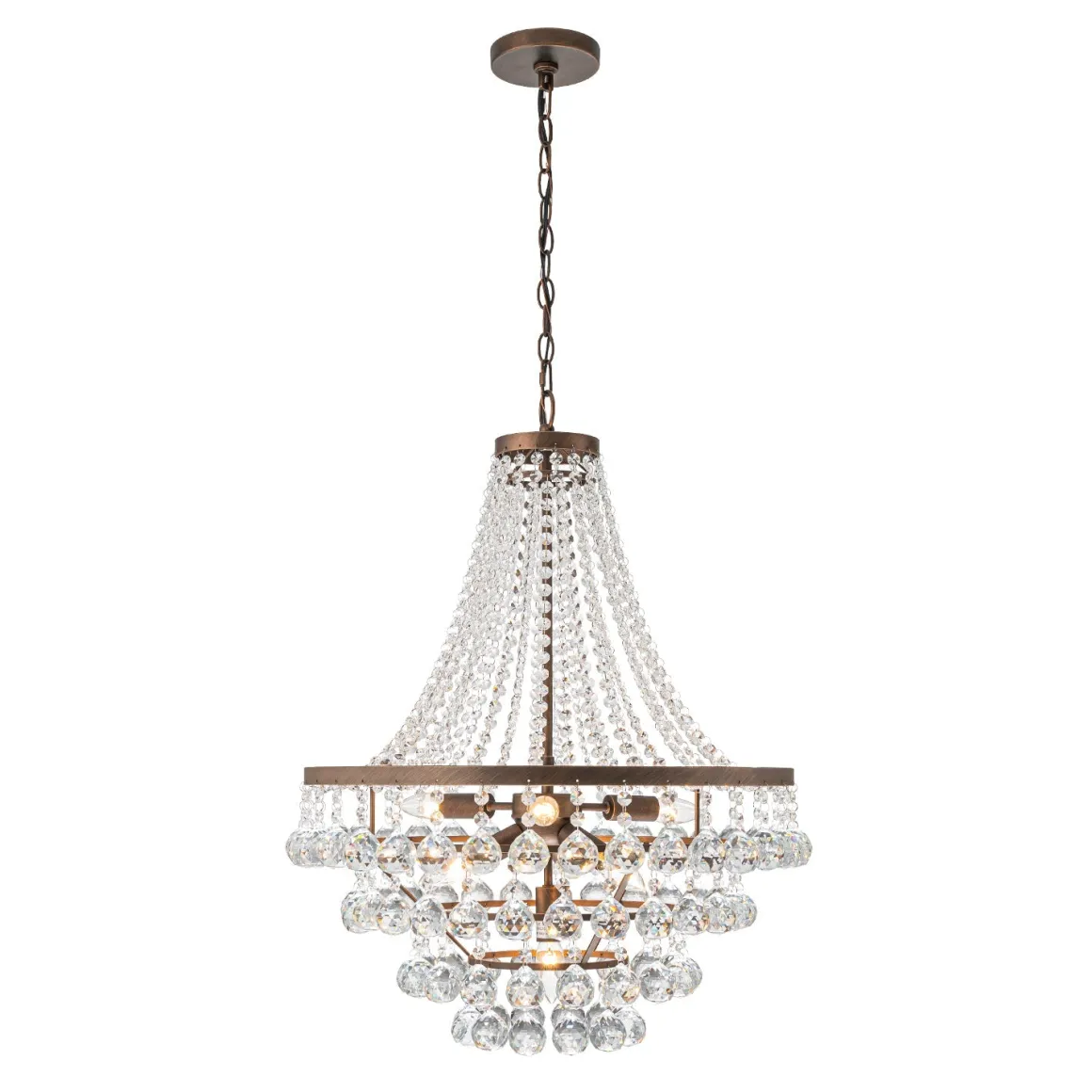 Vintage Luxury Antique Bronze Crystal Empire Chandelier