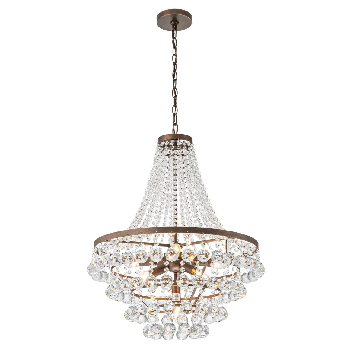 Vintage Luxury Antique Bronze Crystal Empire Chandelier