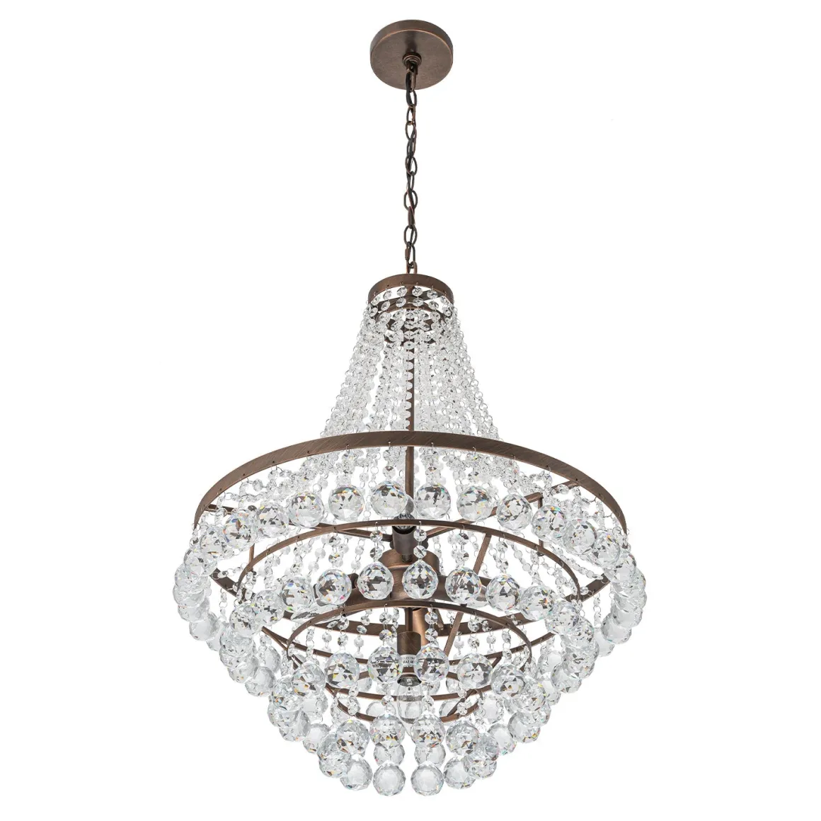 Vintage Luxury Antique Bronze Crystal Empire Chandelier
