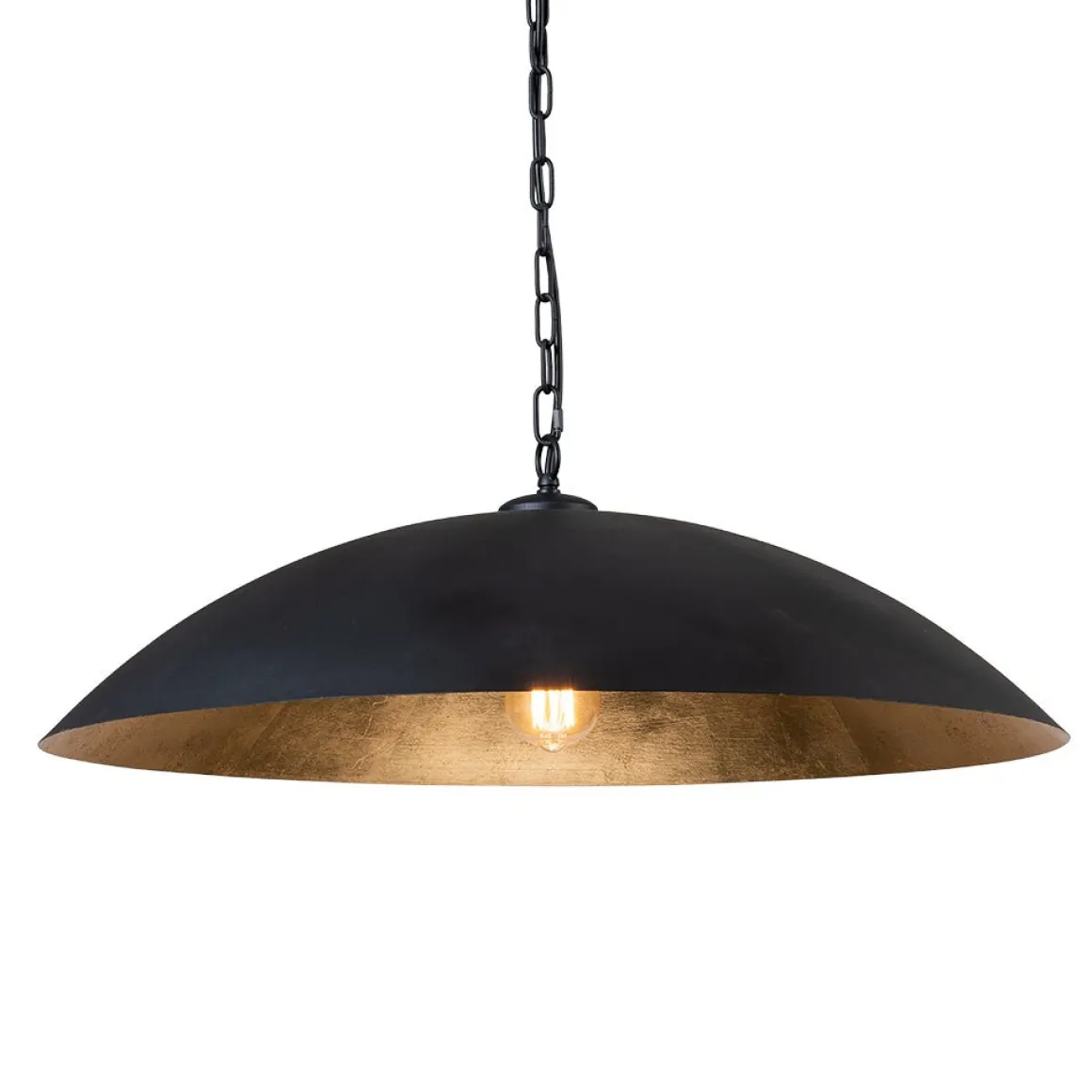 Vintage Oversized Flat Dome Metal Pendant Light