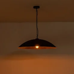 Vintage Oversized Flat Dome Metal Pendant Light