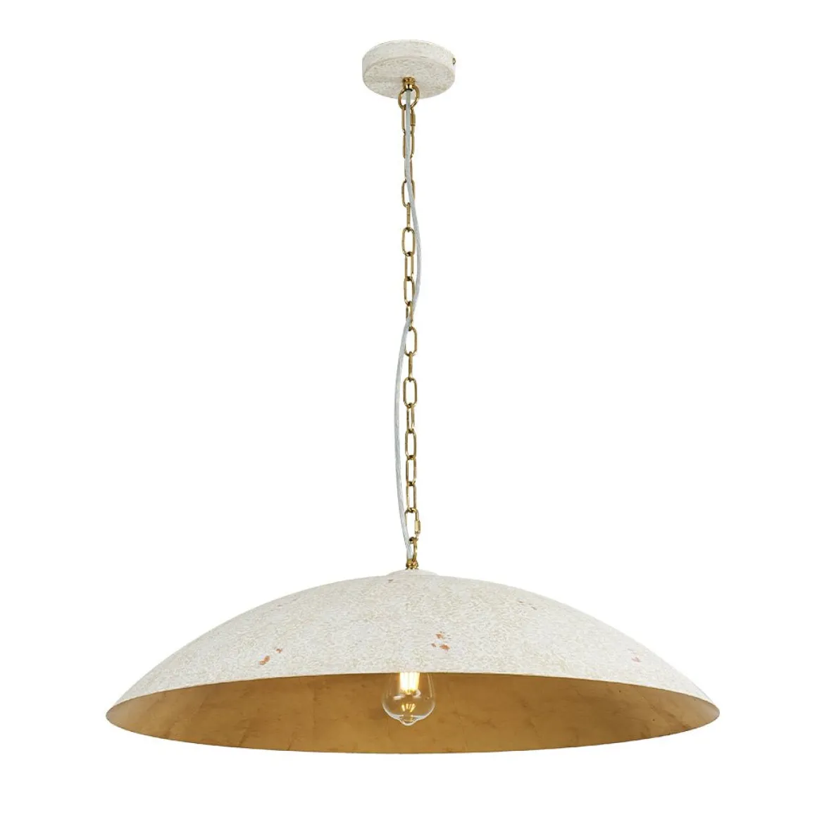 Vintage Oversized Flat Dome Metal Pendant Light