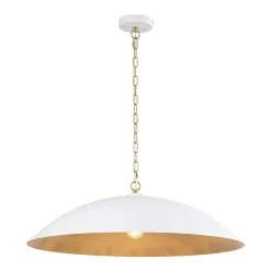 Vintage Oversized Flat Dome Metal Pendant Light