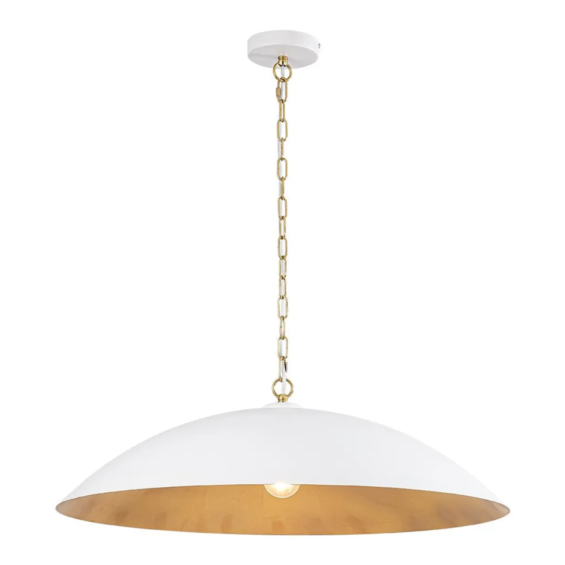 Vintage Oversized Flat Dome Metal Pendant Light