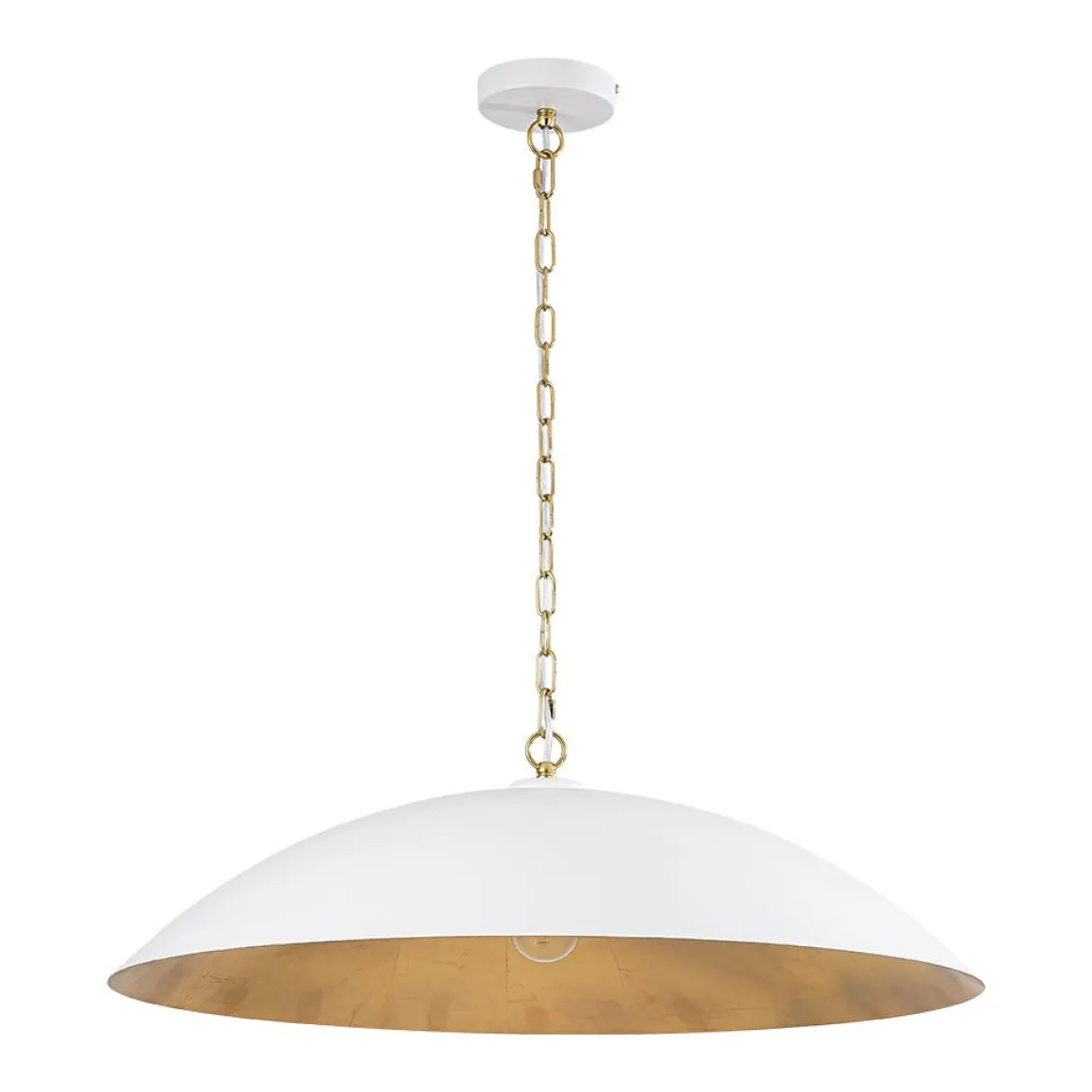 Vintage Oversized Flat Dome Metal Pendant Light