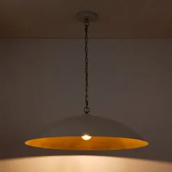 Vintage Oversized Flat Dome Metal Pendant Light