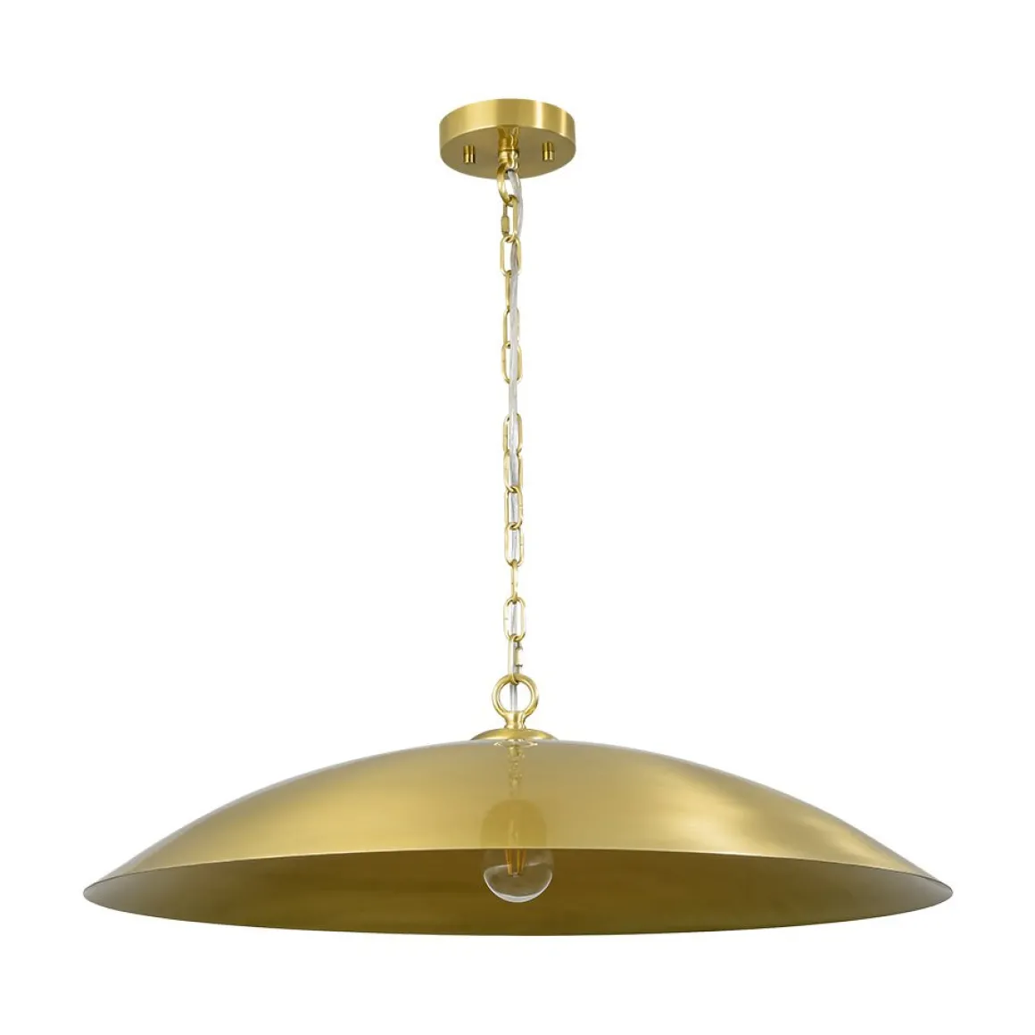 Vintage Oversized Flat Dome Metal Pendant Light
