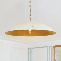 Vintage Oversized Flat Dome Metal Pendant Light