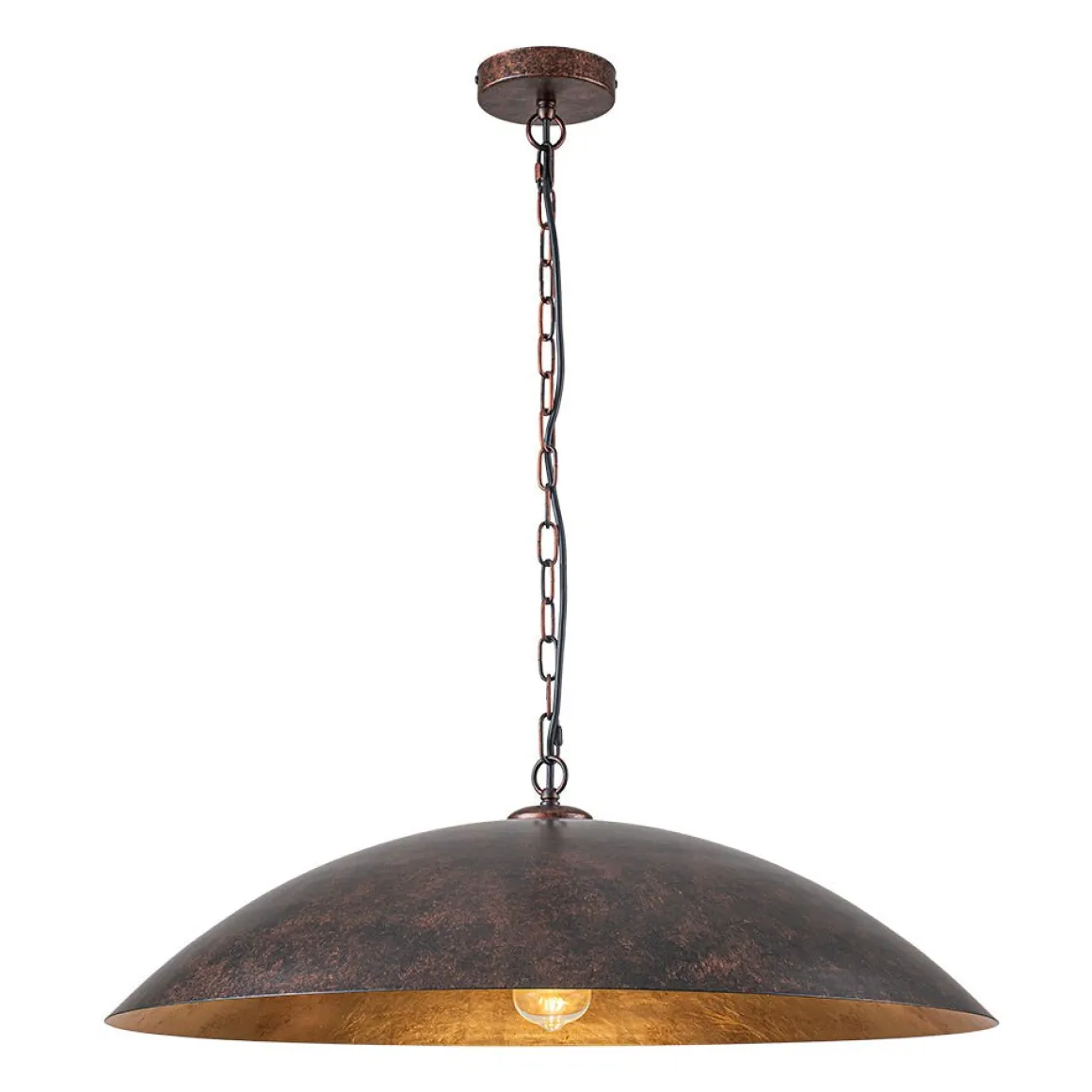 Vintage Oversized Flat Dome Metal Pendant Light