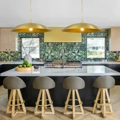 Vintage Oversized Flat Dome Metal Pendant Light