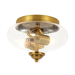 Vintage Round Clear Seeded Glass Flush Mount Ceiling Light