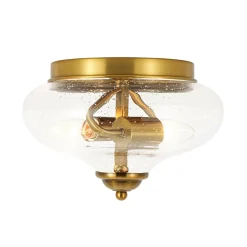 Vintage Round Clear Seeded Glass Flush Mount Ceiling Light