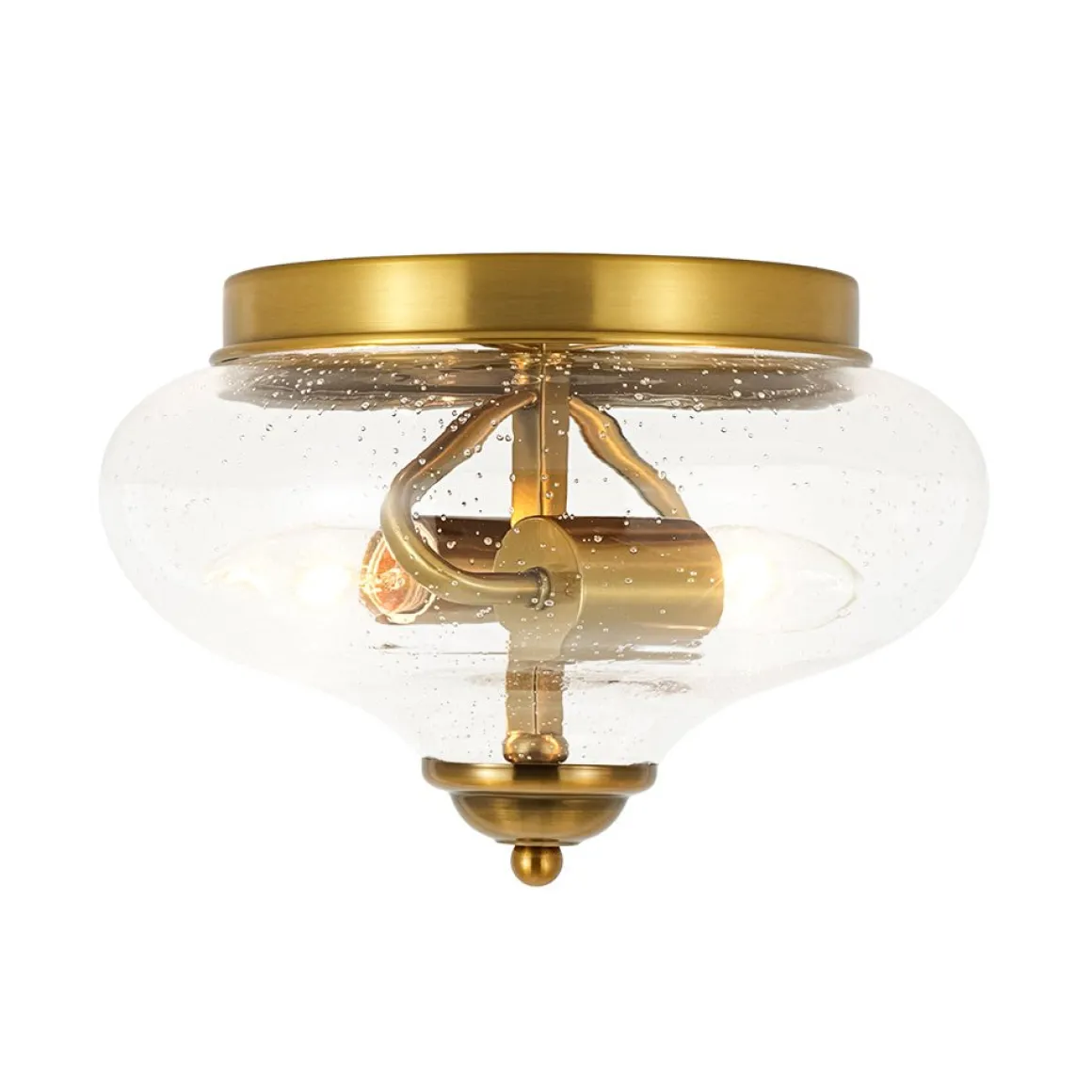 Vintage Round Clear Seeded Glass Flush Mount Ceiling Light