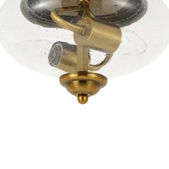 Vintage Round Clear Seeded Glass Flush Mount Ceiling Light