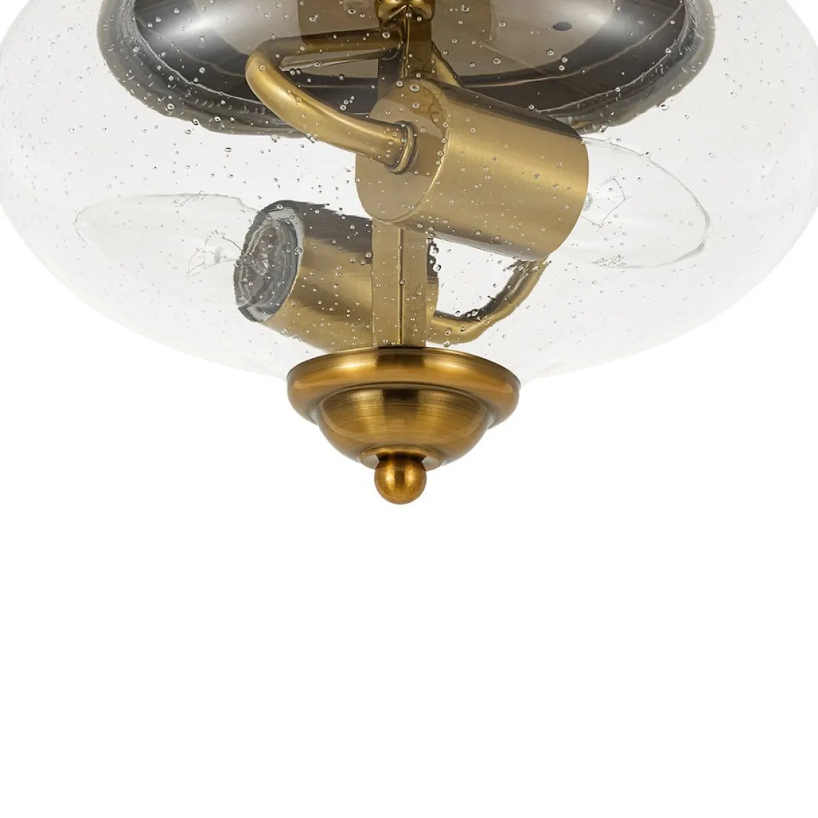 Vintage Round Clear Seeded Glass Flush Mount Ceiling Light