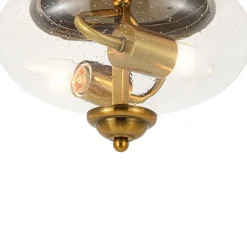 Vintage Round Clear Seeded Glass Flush Mount Ceiling Light