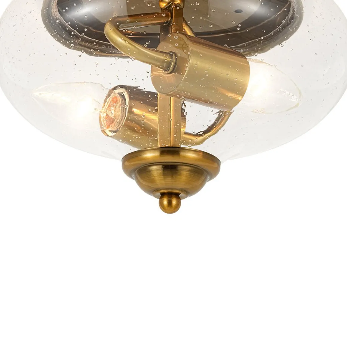 Vintage Round Clear Seeded Glass Flush Mount Ceiling Light