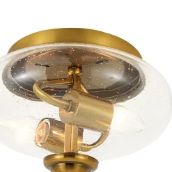 Vintage Round Clear Seeded Glass Flush Mount Ceiling Light