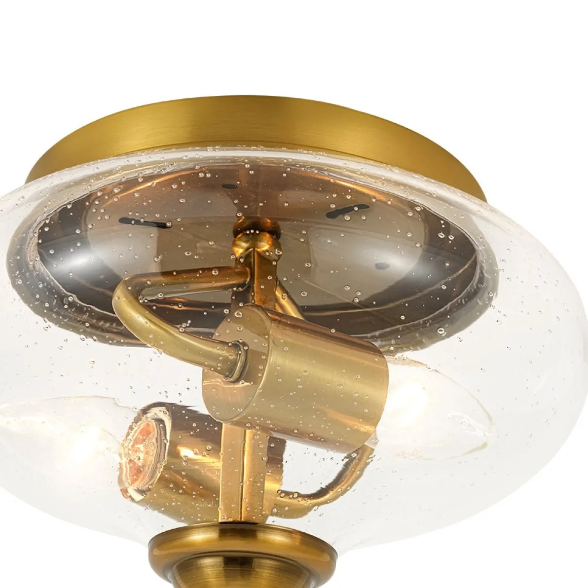Vintage Round Clear Seeded Glass Flush Mount Ceiling Light