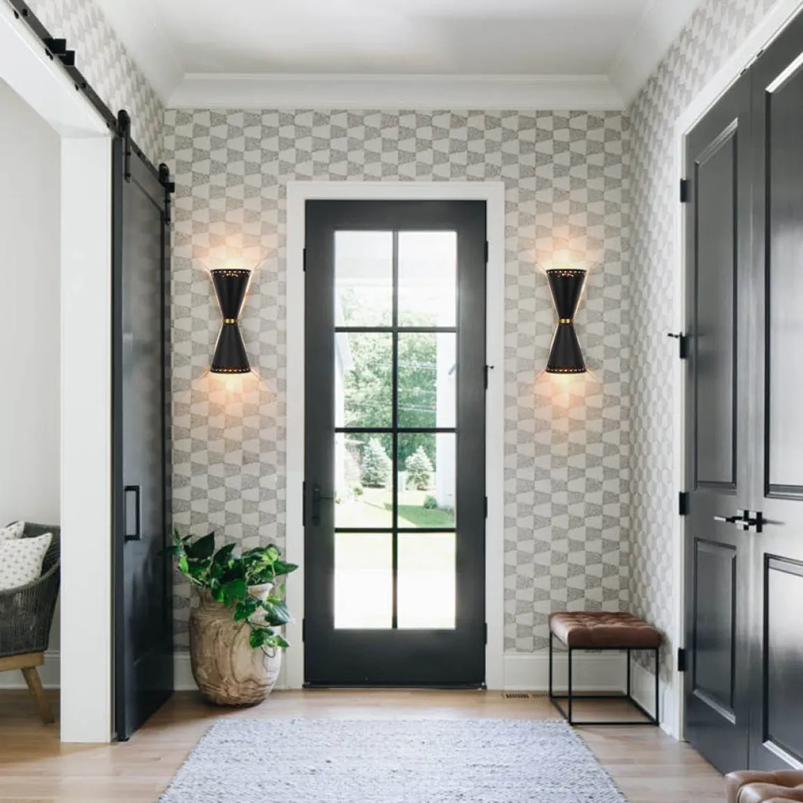 Vintage Up Down Hourglass Flush Mount Wall Light