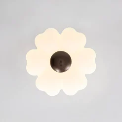 White Camellia Bloom Dimmable LED Semi Flush Mount Light
