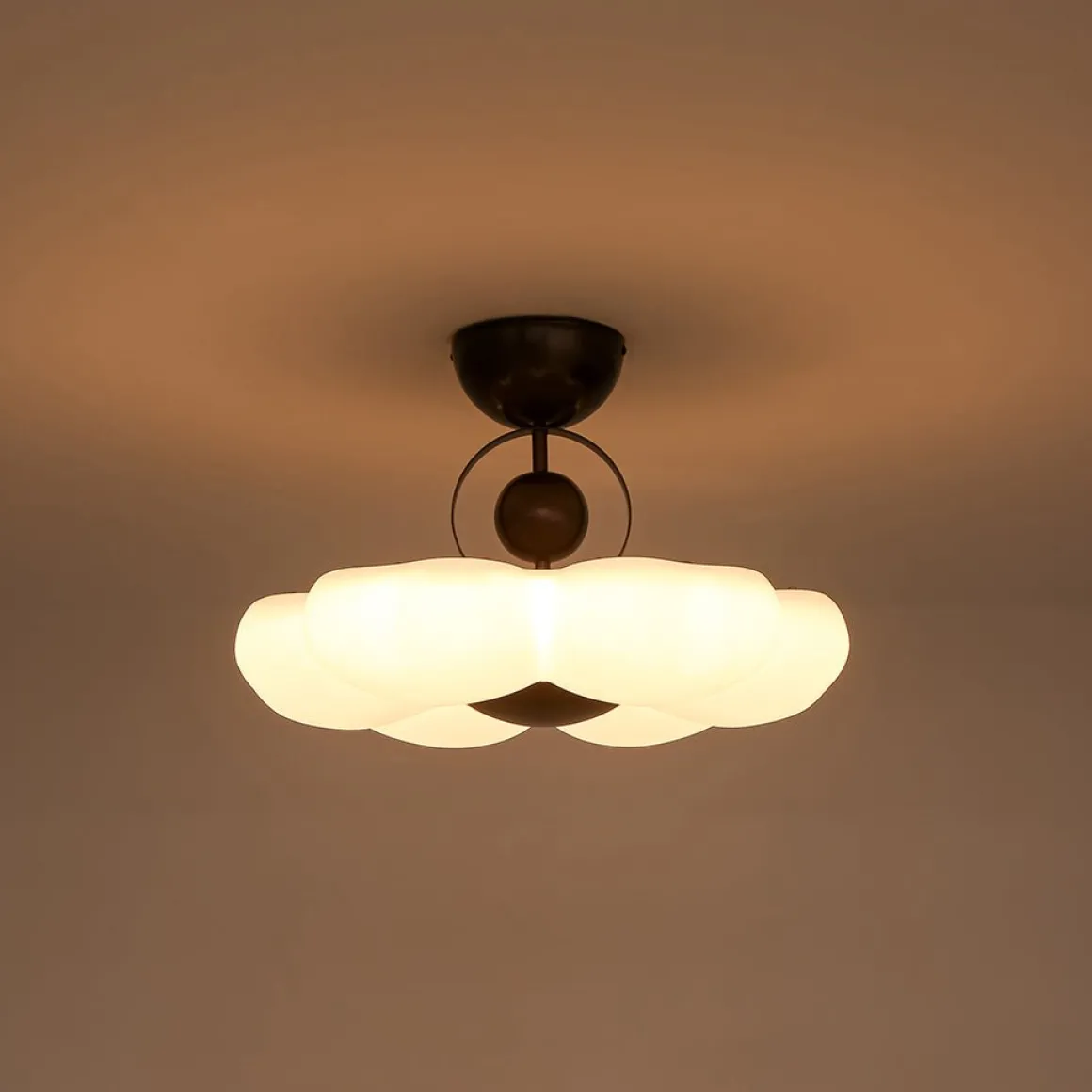 White Camellia Bloom Dimmable LED Semi Flush Mount Light