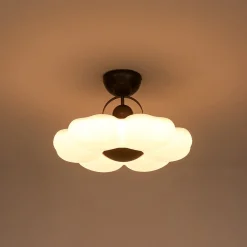 White Camellia Bloom Dimmable LED Semi Flush Mount Light