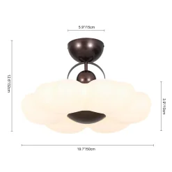 White Camellia Bloom Dimmable LED Semi Flush Mount Light