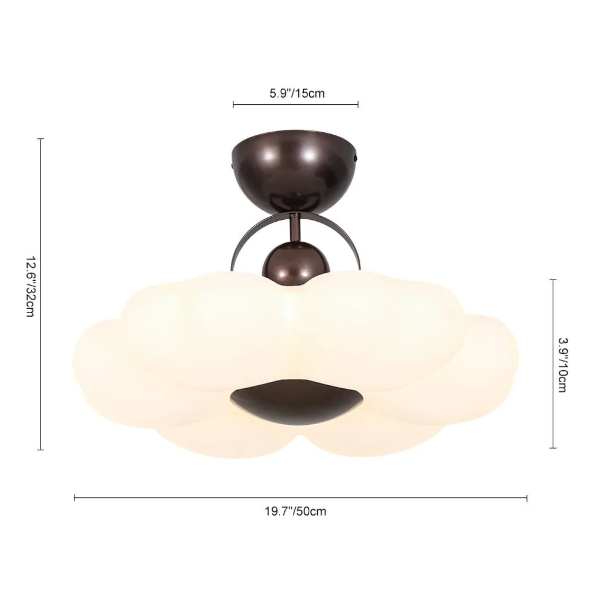 White Camellia Bloom Dimmable LED Semi Flush Mount Light