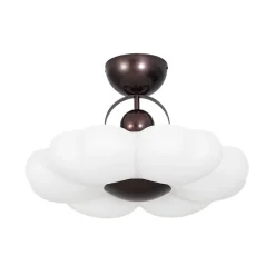White Camellia Bloom Dimmable LED Semi Flush Mount Light