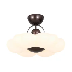 White Camellia Bloom Dimmable LED Semi Flush Mount Light