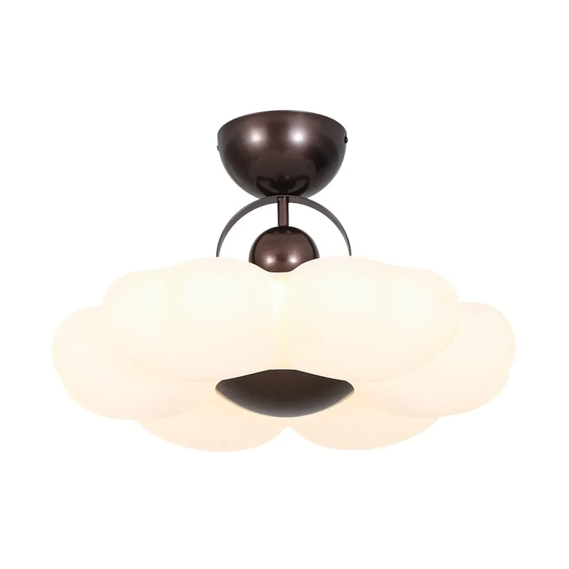 White Camellia Bloom Dimmable LED Semi Flush Mount Light
