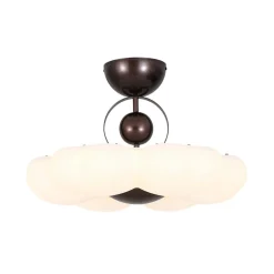 White Camellia Bloom Dimmable LED Semi Flush Mount Light