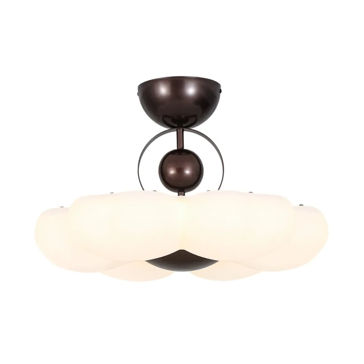 White Camellia Bloom Dimmable LED Semi Flush Mount Light
