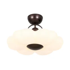 White Camellia Bloom Dimmable LED Semi Flush Mount Light