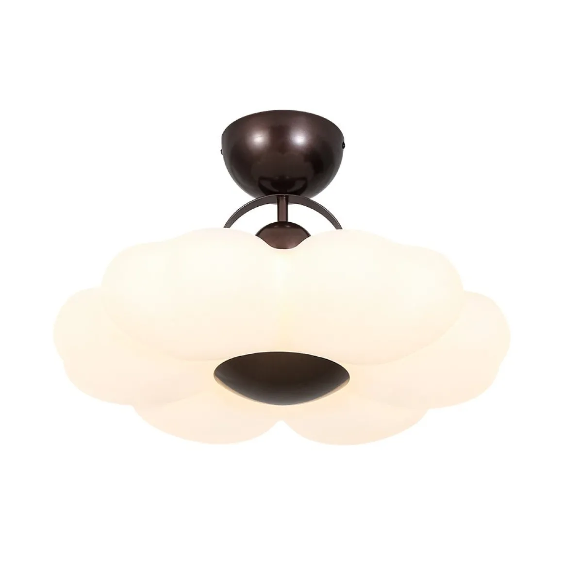 White Camellia Bloom Dimmable LED Semi Flush Mount Light