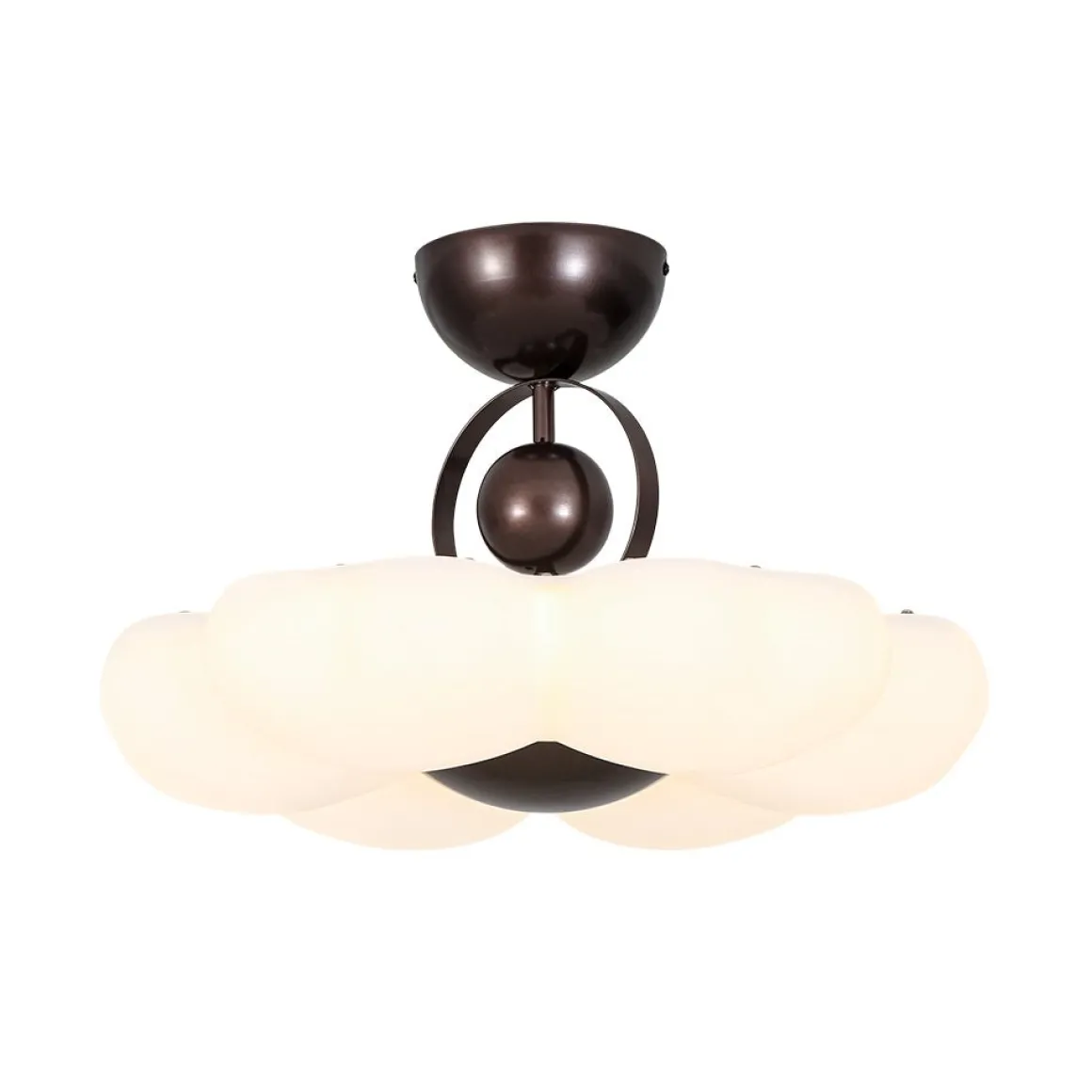 White Camellia Bloom Dimmable LED Semi Flush Mount Light
