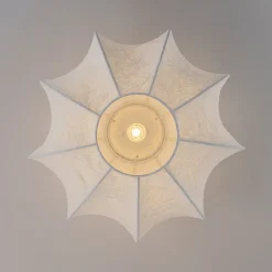 White Silk Scalloped Cage Flush Mount Ceiling Light