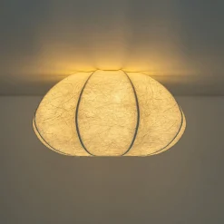 White Silk Scalloped Cage Flush Mount Ceiling Light