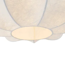 White Silk Scalloped Cage Flush Mount Ceiling Light