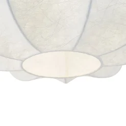White Silk Scalloped Cage Flush Mount Ceiling Light