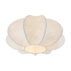 White Silk Scalloped Cage Flush Mount Ceiling Light