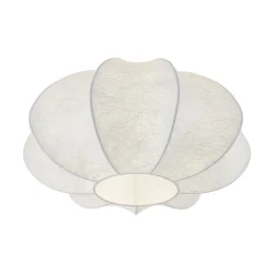 White Silk Scalloped Cage Flush Mount Ceiling Light