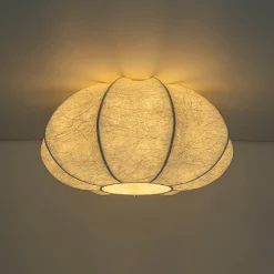 White Silk Scalloped Cage Flush Mount Ceiling Light