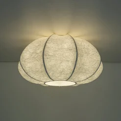 White Silk Scalloped Cage Flush Mount Ceiling Light