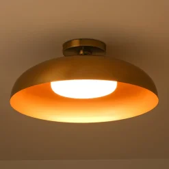 Wide Iron Dome Dimmable LED Semi Flush Ceiling Light
