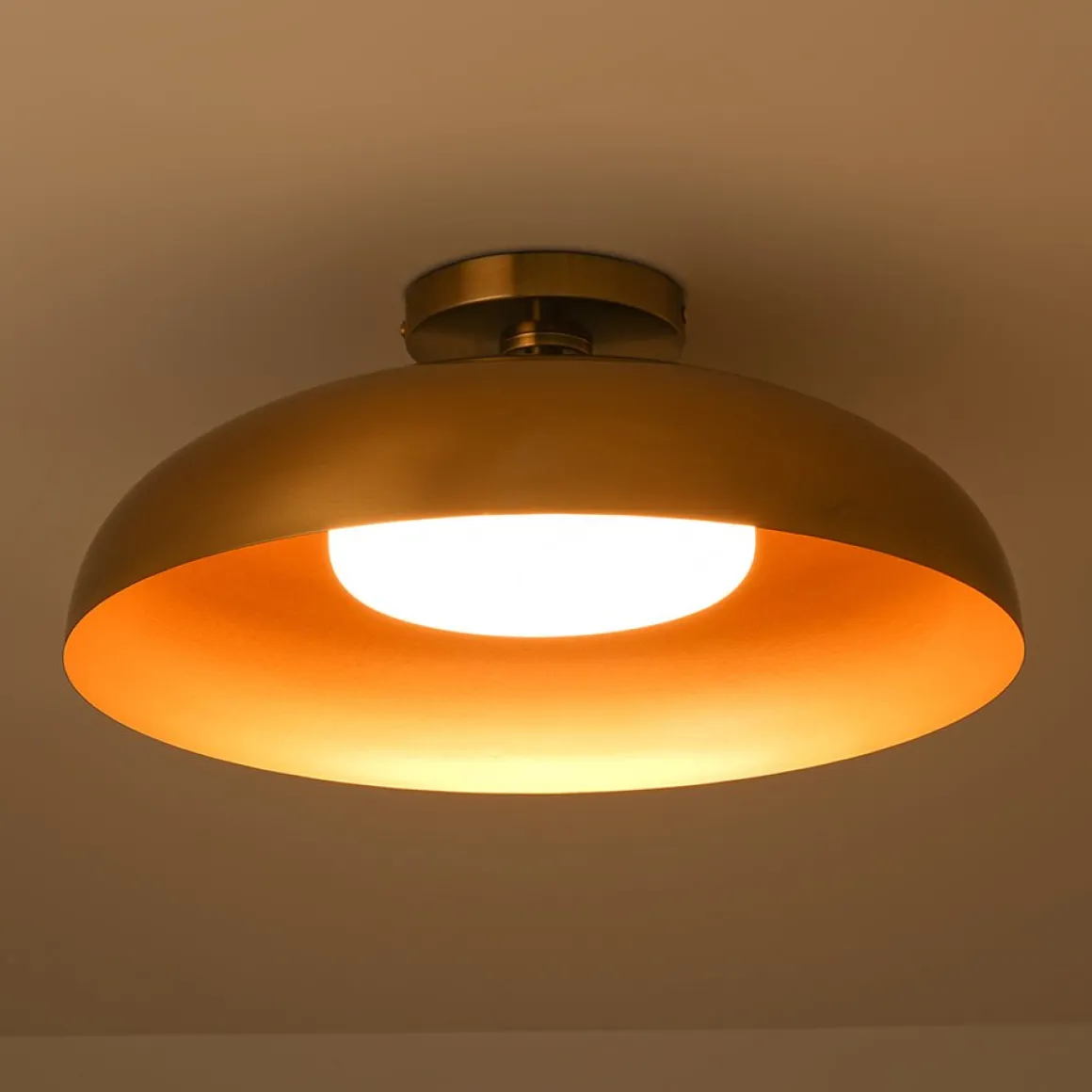 Wide Iron Dome Dimmable LED Semi Flush Ceiling Light