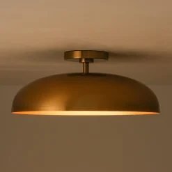 Wide Iron Dome Dimmable LED Semi Flush Ceiling Light